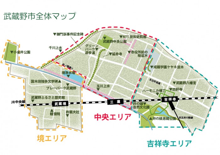 武蔵野市エリア別マップ